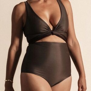 Baiia Swim Espresso Reversible Bikini Wrap Top And Bottom